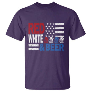 Funny American Drinking T Shirt Red White And Beer 4th Of July USA Flag TS11 Purple Print Your Wear