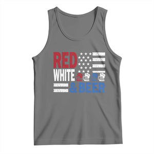 Funny American Drinking Tank Top Red White And Beer 4th Of July USA Flag TS11 Black Heather Print Your Wear