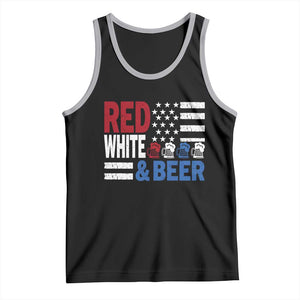 Funny American Drinking Tank Top Red White And Beer 4th Of July USA Flag TS11 Black Athletic Heather Print Your Wear