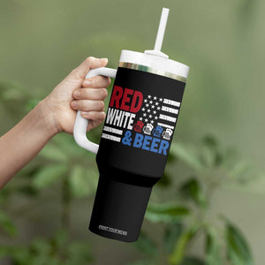 Funny American Drinking Tumbler With Handle Red White And Beer 4th Of July USA Flag TS11 Print Your Wear