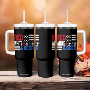 Funny American Drinking Tumbler With Handle Red White And Beer 4th Of July USA Flag TS11 Print Your Wear