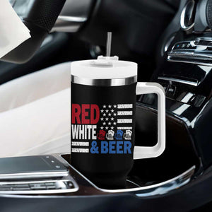 Funny American Drinking Tumbler With Handle Red White And Beer 4th Of July USA Flag TS11 Print Your Wear