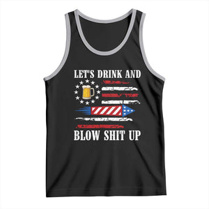 Funny American Drinking Tank Top Let's Drink And Blow Shit Up 4th Of July Beer Rocket TS11 Black Athletic Heather Print Your Wear