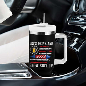 Funny American Drinking Tumbler With Handle Let's Drink And Blow Shit Up 4th Of July Beer Rocket TS11 Print Your Wear