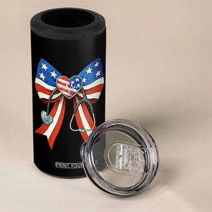 Funny 4th Of July Nurse American Flag Coquette Bow 4 in 1 Can Cooler Tumbler TS11 Print Your Wear