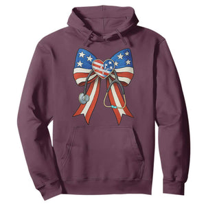 Funny 4th Of July Nurse American Flag Coquette Bow Hoodie TS11 Maroon Print Your Wear