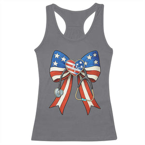 Funny 4th Of July Nurse American Flag Coquette Bow Racerback Tank Top TS11 Charcoal Print Your Wear