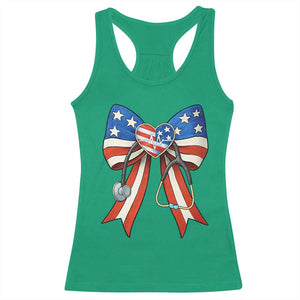 Funny 4th Of July Nurse American Flag Coquette Bow Racerback Tank Top TS11 Irish Green Print Your Wear
