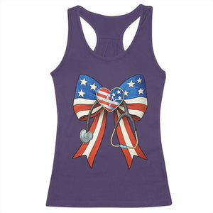 Funny 4th Of July Nurse American Flag Coquette Bow Racerback Tank Top TS11 Purple Print Your Wear