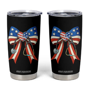 Funny 4th Of July Nurse American Flag Coquette Bow Tumbler Cup TS11 Black Print Your Wear