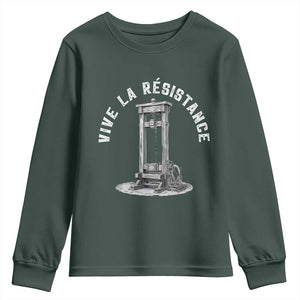 Funny Vive La Resistance Youth Sweatshirt Femme Feminist Vintage Guillotine TS11 Dark Forest Green Print Your Wear