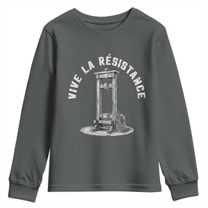 Funny Vive La Resistance Youth Sweatshirt Femme Feminist Vintage Guillotine TS11 Dark Heather Print Your Wear
