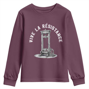 Funny Vive La Resistance Youth Sweatshirt Femme Feminist Vintage Guillotine TS11 Maroon Print Your Wear