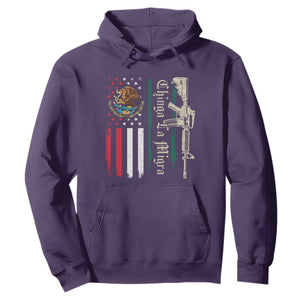 Funny Chinga La Migra Hoodie Gun Vintage Mexican Flag TS11 Purple Print Your Wear