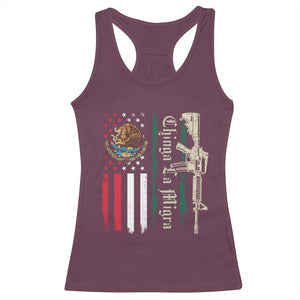 Funny Chinga La Migra Racerback Tank Top Gun Vintage Mexican Flag TS11 Maroon Print Your Wear