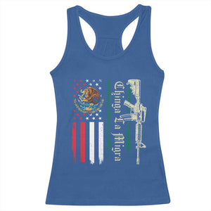 Funny Chinga La Migra Racerback Tank Top Gun Vintage Mexican Flag TS11 Royal Blue Print Your Wear