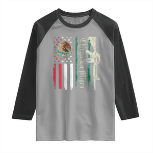 Funny Chinga La Migra Raglan Shirt Gun Vintage Mexican Flag TS11 Sport Gray Black Print Your Wear