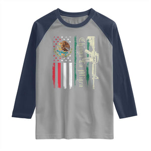 Funny Chinga La Migra Raglan Shirt Gun Vintage Mexican Flag TS11 Sport Gray Navy Print Your Wear