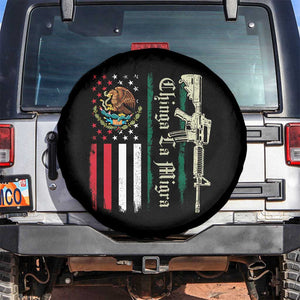 Funny Chinga La Migra Spare Tire Cover Gun Vintage Mexican Flag TS11 No hole Black Print Your Wear