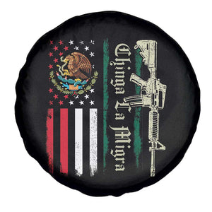 Funny Chinga La Migra Spare Tire Cover Gun Vintage Mexican Flag TS11 Print Your Wear