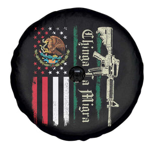 Funny Chinga La Migra Spare Tire Cover Gun Vintage Mexican Flag TS11 Print Your Wear