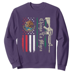 Funny Chinga La Migra Sweatshirt Gun Vintage Mexican Flag TS11 Purple Print Your Wear
