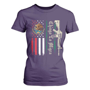 Funny Chinga La Migra T Shirt For Women Gun Vintage Mexican Flag TS11 Purple Print Your Wear