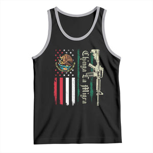 Funny Chinga La Migra Tank Top Gun Vintage Mexican Flag TS11 Black Athletic Heather Print Your Wear