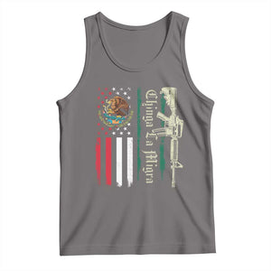 Funny Chinga La Migra Tank Top Gun Vintage Mexican Flag TS11 Deep Heather Print Your Wear