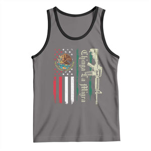 Funny Chinga La Migra Tank Top Gun Vintage Mexican Flag TS11 Deep Heather Black Print Your Wear