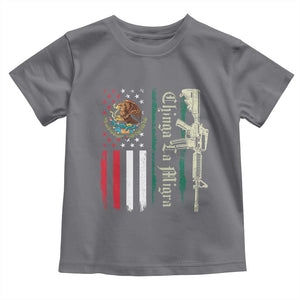 Funny Chinga La Migra Toddler T Shirt Gun Vintage Mexican Flag TS11 Charcoal Print Your Wear