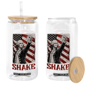 Shake And Bake George Washington 4th of July Couple Matching Glass Can