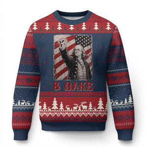 Shake And Bake Benjamin Franklin 4th of July Couple Matching Ugly Christmas Sweater
