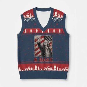 Shake And Bake Benjamin Franklin 4th of July Couple Matching V-Neck Knit Sweater Vest