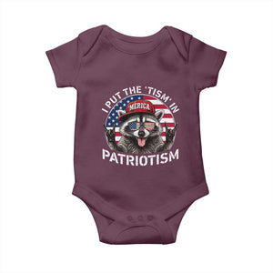 I Put The Tism In Patriotism Baby Onesie Patriotic Raccoon 4th of July