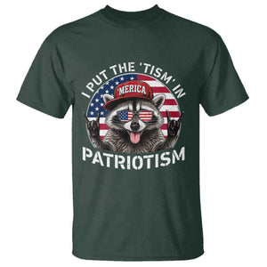 I Put The Tism In Patriotism T Shirt Patriotic Raccoon 4th of July