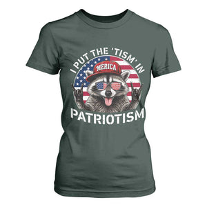 I Put The Tism In Patriotism T Shirt For Women Patriotic Raccoon 4th of July