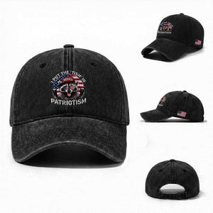 I Put The Tism In Patriotism Washed Cotton Baseball Cap Patriotic Raccoon 4th of July