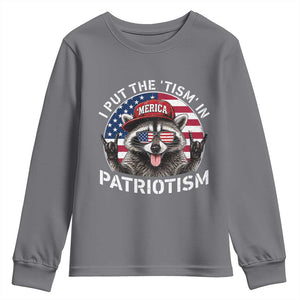 I Put The Tism In Patriotism Youth Sweatshirt Patriotic Raccoon 4th of July