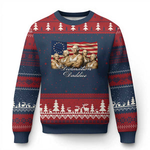 Declaration Daddies Funny 4th of July Founding Fathers Ugly Christmas Sweater Vintage Betsy Ross Flag