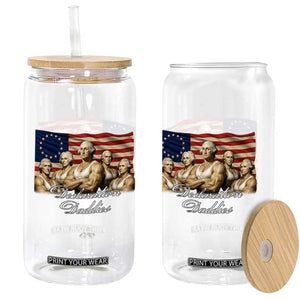 Declaration Daddies Funny 4th of July Founding Fathers Glass Can Vintage Betsy Ross Flag