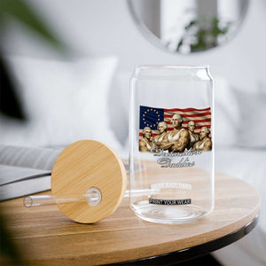 Declaration Daddies Funny 4th of July Founding Fathers Glass Can Vintage Betsy Ross Flag