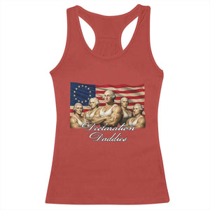 Declaration Daddies Funny 4th of July Founding Fathers Racerback Tank Top Vintage Betsy Ross Flag