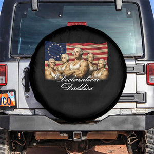Declaration Daddies Funny 4th of July Founding Fathers Spare Tire Cover Vintage Betsy Ross Flag