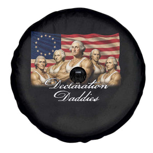 Declaration Daddies Funny 4th of July Founding Fathers Spare Tire Cover Vintage Betsy Ross Flag
