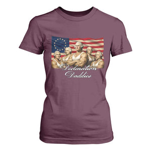 Declaration Daddies Funny 4th of July Founding Fathers T Shirt For Women Vintage Betsy Ross Flag