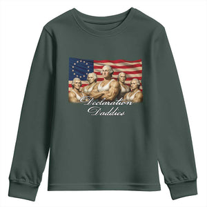 Declaration Daddies Funny 4th of July Founding Fathers Youth Sweatshirt Vintage Betsy Ross Flag