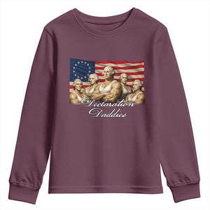 Declaration Daddies Funny 4th of July Founding Fathers Youth Sweatshirt Vintage Betsy Ross Flag