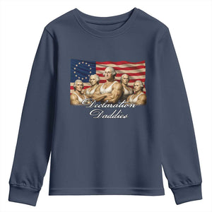 Declaration Daddies Funny 4th of July Founding Fathers Youth Sweatshirt Vintage Betsy Ross Flag