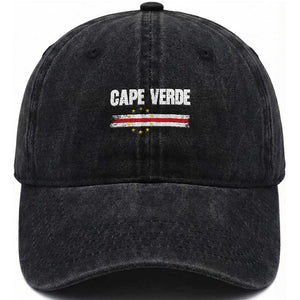 Cape Verde Pride Vintage Cape Verdean Flag 10 Stars Washed Cotton Baseball Cap